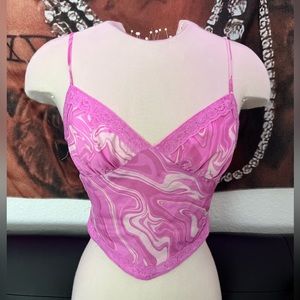 Wild Fable Pink Lace Tank Top Y2k Crop Womens